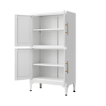 White Metal Kitchen Storage Cabinet, Kitchen Pantry Storage Cabinet with Doors and Shelves, Storage Cabinet with Adjustable Leveling Foot for Kitchen, Living Room and Dining Room W W328P194192-djyc