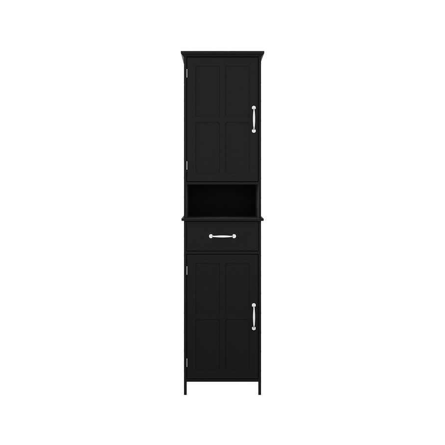 Double Door Narrow Height Slim Floor Standing Cabinet with 2 Adjustable Shelves-Black W282P171953-djyc