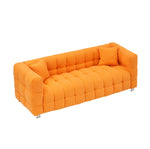 80-Inch Orange Teddy Fleece Sofa for Living Room or Bedroom, Including Two Throw Pillows & Sturdy Hardware Foot Support W1278P173376-djyc