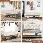 48'' Modern Ottoman Bench Velvet Bench Upholstered Footrest With Gold Metal Legs And Padded SeatFor Bedroom Living Room Entryway W1445P175900-djyc