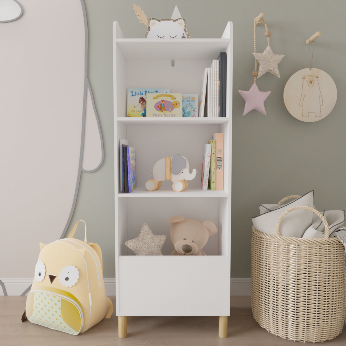 Kids 4-Tier Bookcase, Children's Book Display, Bookshelf Toy Storage Cabinet Organizer for Children's Room, Playroom, Nursery W808105247-djyc