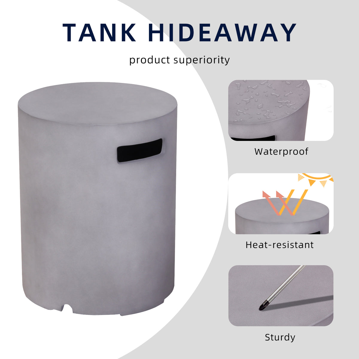 Diameter 16 Inch Fire Pit Tank Cover Faux Concrete Texture Gas Tank W2029P164033-djyc