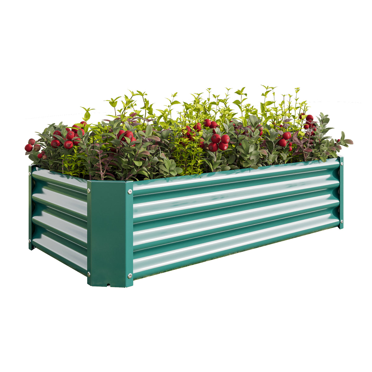 Metal Raised Garden Bed, Rectangle Raised Planter 4×2×1ftfor Flowers Plants, Vegetables Herb Veezyo Green W84091000-djyc