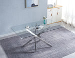 Rectangular Tempered Glass Dining Table, Modern Dining Room Interior Design, For 6 People W1311S00265-djyc