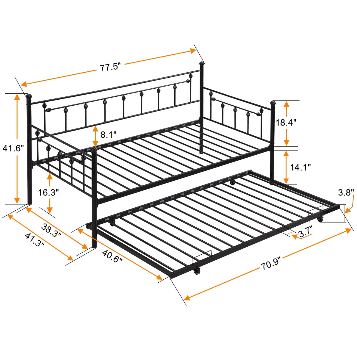 Daybed with trundleBLACK W311128174-djyc