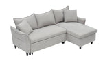 This 80-inch gray corduroy L-shaped sofa comes with two small throw pillows that can be converted into a sofa bed for storage W1278S00027-djyc