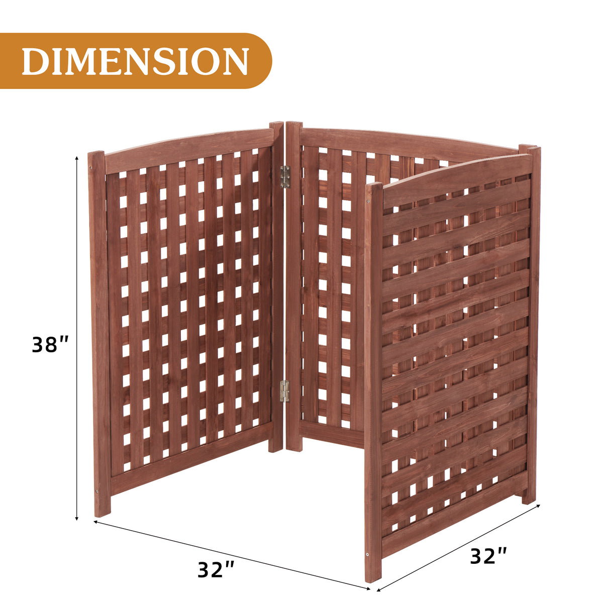 Air Conditioner Fence Screen Outside, Cedar Privacy Fence 3 Panels to Hide AC & Trash Enclosure, 32"W x 38"H W1390113800-djyc