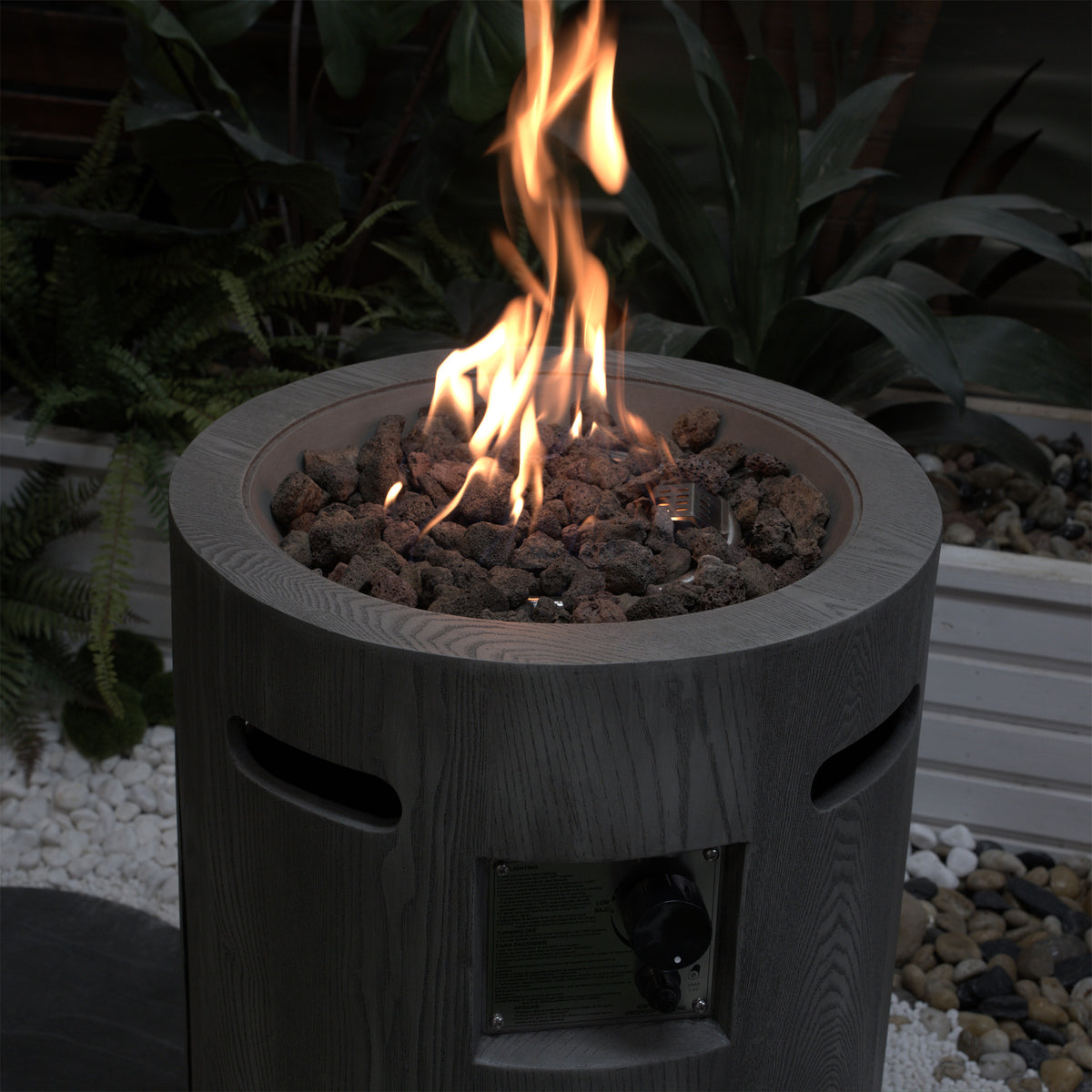 32000 BTU, CSA Certification Diameter 20 Inch Round Outdoor Gas Fire Pit,Contain 2.5kg Lava Stone And Rainproof Cover,Magnesium Oxide Cultured Stone Surface Finished,, More Suitable for Outdoor Garden W2734P194101-djyc