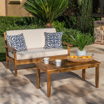 Wooden Loveseat and Table Set with Water-Resistant Cushions – Stylish and Comfortable Outdoor Seating for Patio 57972.00SETBEI-djyc