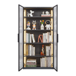 Best selling new design double door metal glass display storage cabinetwith light strip for living room W2385P152311-djyc