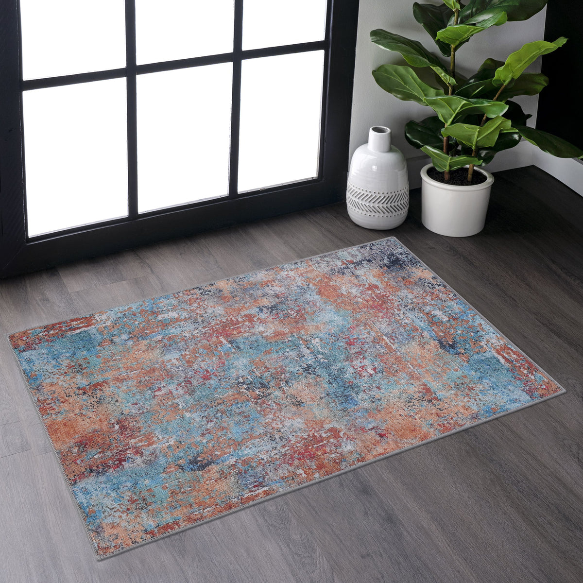 MAVAL Multi Washable Rug 2' x 3' Doormat Rug (Multi, 2' x 3')-B189P188963