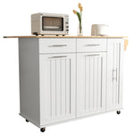 K&K Kitchen Island with Drop Leaf, Kitchen Storage Cart with 3 Tier Pull Out Cabinet Organizer, Internal Storage Rack, Rolling Kitchen Cart on Wheels with Towel Rack, 2 Drawers, for Kitchen, White WF531421AAW-djyc