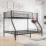 Heavy Duty Twin-Over-Full Metal Bunk Bed, Easy Assembly with Enhanced Upper-Level Guardrail, Black W84056876-djyc
