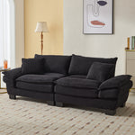 Corduroy Sofa Sleeper Couch Loveseat Sofa with Pillows Comfy Upholstered Deep Seat Sofa for Bedroom,Living Room,Apartment,Office,Dorm-Black Corduroy W676P184130-djyc