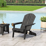 Rustic Folding Outdoor Chair with Cup Holders – Perfect for Patio, Deck, and Poolside Lounging 68940.00DGRY-djyc