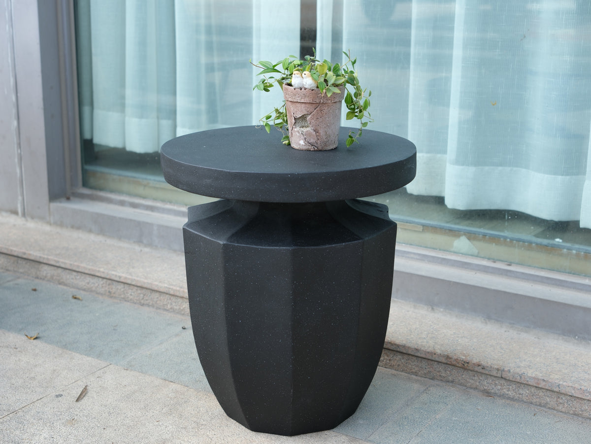 Decorative Garden End Table, 20.3" H Modern Heavy Duty Patio Sturdy Faux Terrazzo Accent Table Side Table Plant Table for Indoor Outdoor W2734P194118-djyc