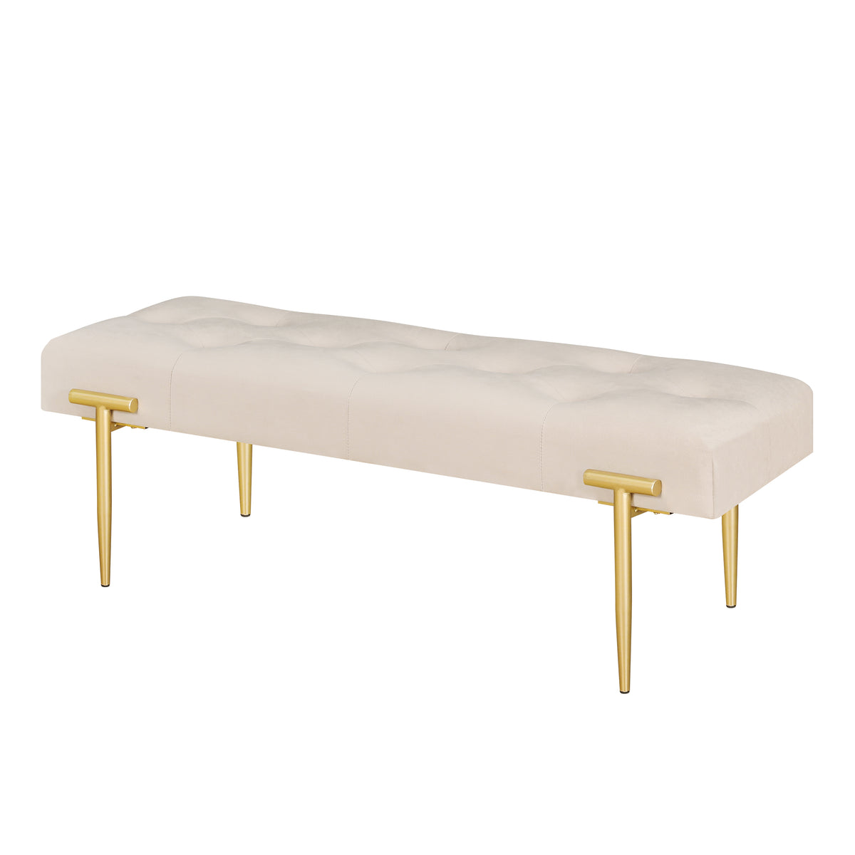48'' Modern Ottoman Bench Velvet Bench Upholstered Footrest With Gold Metal Legs And Padded SeatFor Bedroom Living Room Entryway W1445P175900-djyc