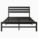 Full Size Platform Bed Frame with Rustic Vintage Wood Headboard, No Box Spring Needed Black W840P164957-djyc