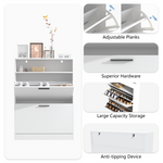 Shoe Storage Cabinet with 2 Flip Drawers, Sturdy Wood Hidden Shoe Storage, Freestanding Narrow Slim Shoe Organizer for Front Door Entrance, Living Room, Hallway, Bedroom (White) W808P174805-djyc