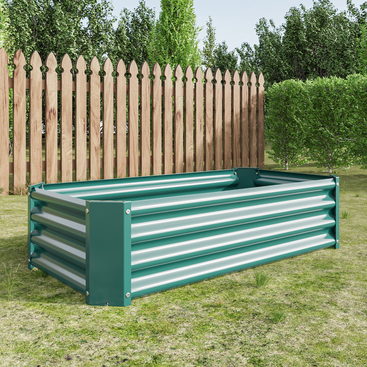 Metal Raised Garden Bed, Rectangle Raised Planter 4×2×1ftfor Flowers Plants, Vegetables Herb Veezyo Green W84091000-djyc