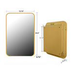 16x24 Inch Recessed Metal Framed Medicine Cabinet with Mirror and Adjustable Shelves Wall Mirror with Storage for Bathroom, Matte Gold W1435P191606-djyc