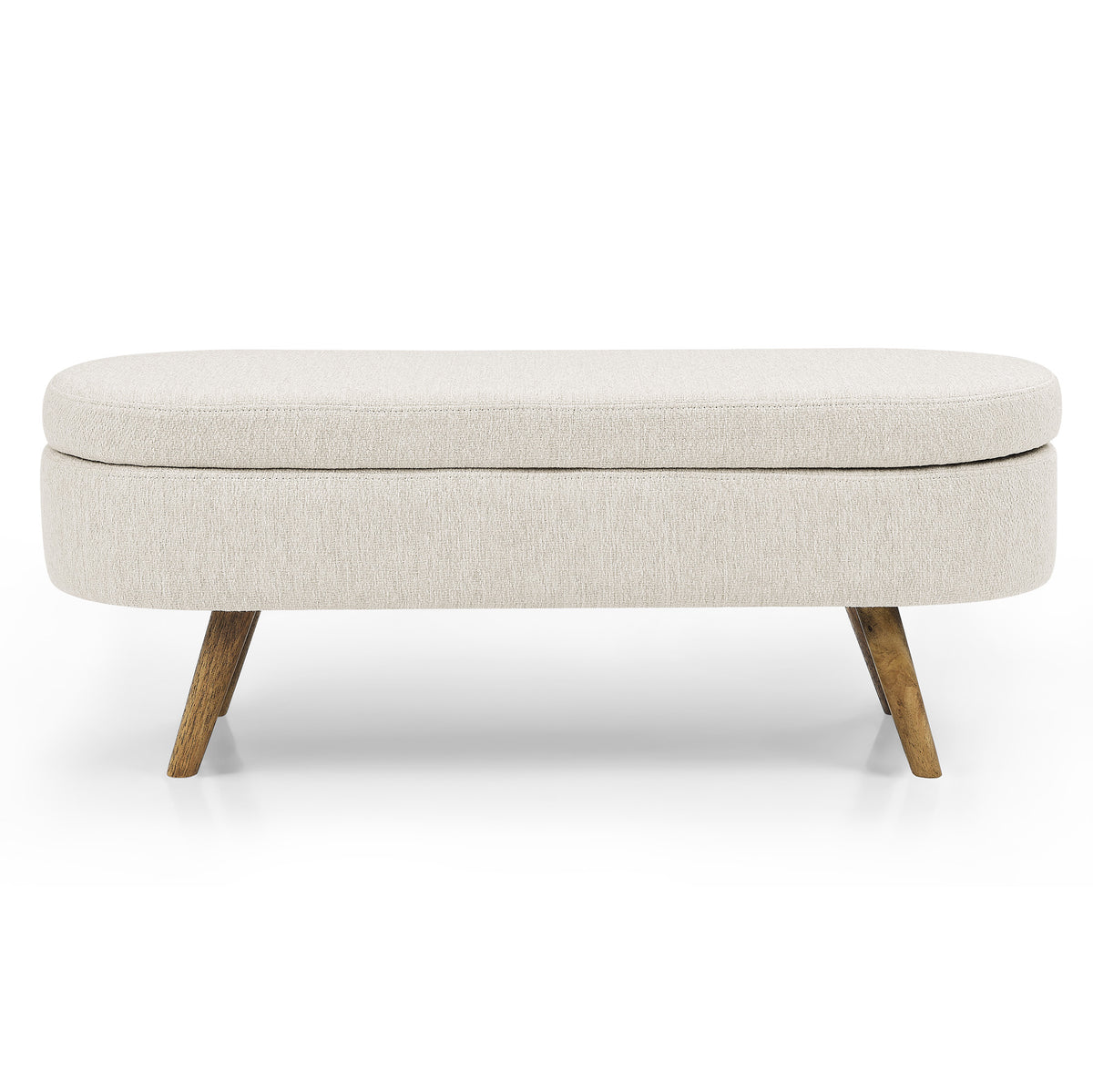 Ottoman Oval Storage Bench,Rubber Wood Legs, Beige(43.5"x16"x16") W48746798-djyc