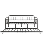 Twin Size Metal Daybed Frame with Trundle, Heavy Duty Steel Slat Support Sofa Bed Platform with Headboard, No Box Spring Needed, Black W840103518-djyc