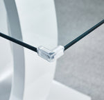 Modern Design MDF Dining Table with White Finish, Clear Glass Top, For 6 People W1241S00012-djyc