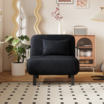 31.5″ Convertible Chair Bed, Tri-Fold Sofa Bed with Adjustable Backrest & Pillow, Leisure Chaise Lounge Couch with Sturdy Steel Frame for Home & Office, Comfortable Sleeper Chair black W1767P220577-djyc