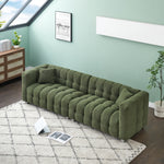 Luxurious 102-Inch Green Teddy Fleece Sofa for Living Room, Bedroom, or Apartment - Includes Two Throw Pillows & Reinforced with Heavy-Duty Hardware Feet W1278S00020-djyc