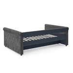 Daybed with Trundle Upholstered Tufted Sofa Bed, with Button and Copper Nail on Arms,Full Daybed & Twin Trundle, Grey(85.5"x57"x30.5") W487S00078-djyc