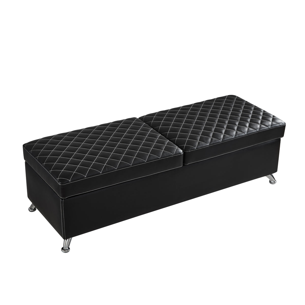 56.7" Bed Bench with Storage BlackLeather W1669P147647-djyc