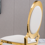 Leatherette Dining Chair with Oval Backrest Set of 2, Stainless Steel Legs. Size: 22"Lx26"Dx44"H W124157599-djyc