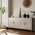 Modern Lacquered 4 Door Wooden Cabinet Sideboard Buffet Server Cabinet Storage Cabinet, for Living Room, Entryway, Hallway, Office, Kitchen and Dining Room, Champagne Silver W1435P191609-djyc