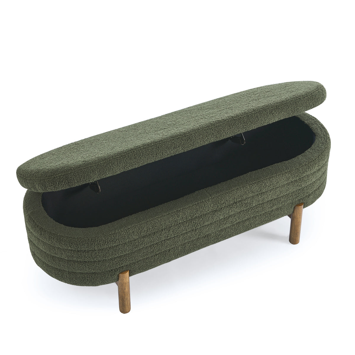 Ottoman Oval Storage Bench,Rubber Wood Leg, Green(46."x17.7"x10.8") W487P178761-djyc