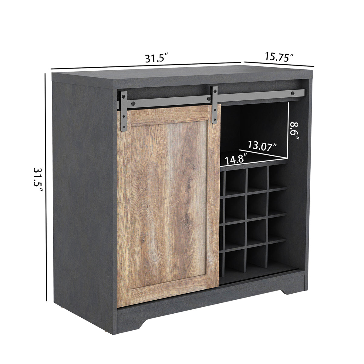 31 Inch Farmhouse Barn Door Bar Cabinet For Living Room, Dining Room W88163709-djyc