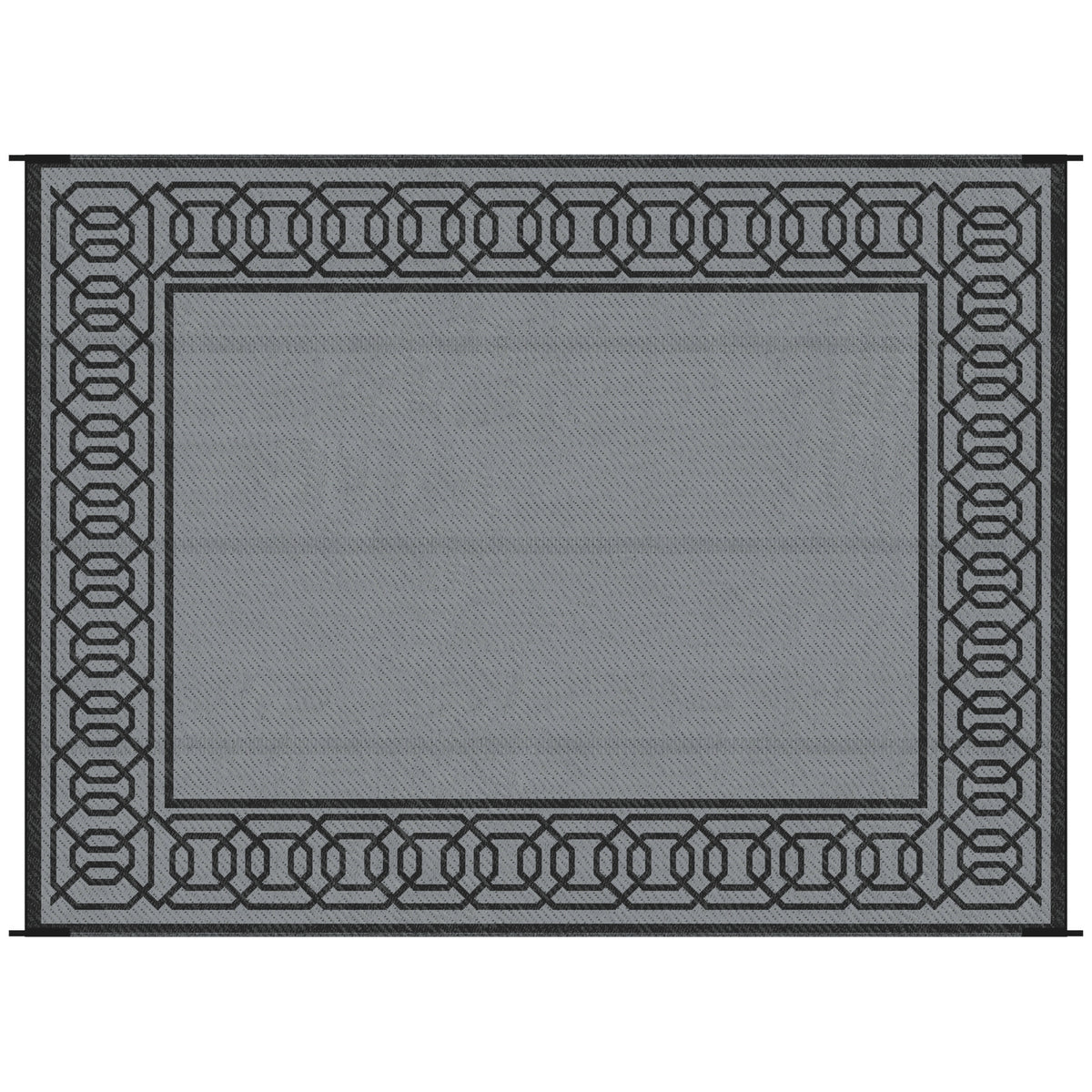 Outsunny Reversible Outdoor Rug, 9' x 12' Waterproof Plastic Straw Floor Mat, Portable RV Camping Carpet, Large Floor Mat for Backyard, Deck, Picnic, Beach, Black & Gray Border-W2225P200442