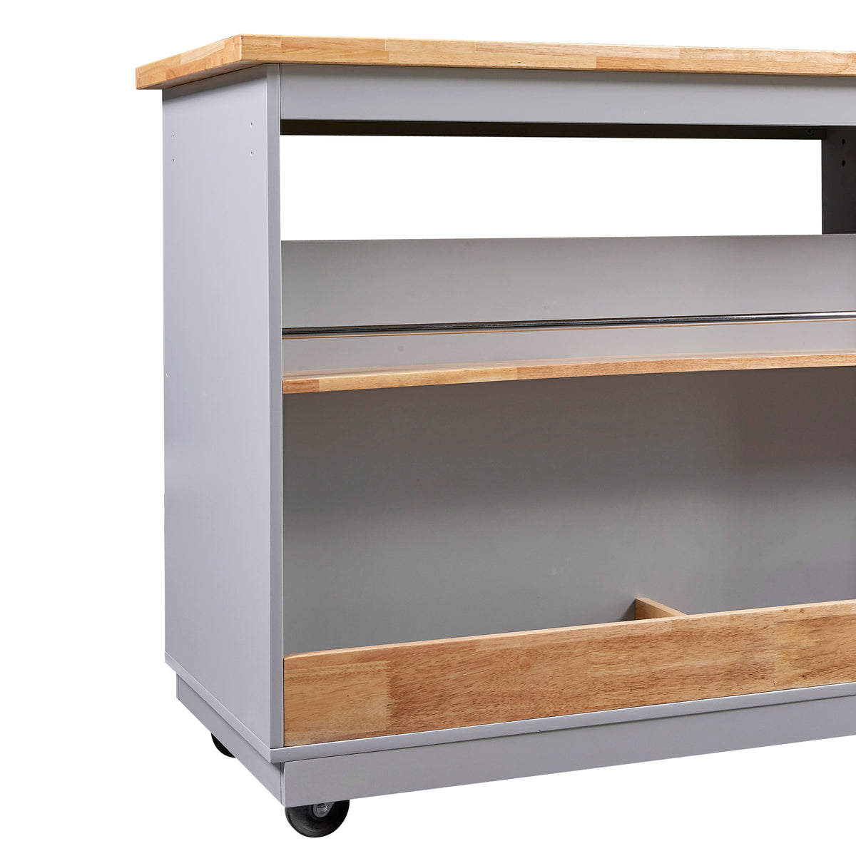 Rolling Kitchen Island with Storage, Two-sided Kitchen island Cart on Wheels with Wood Top, Wine and Spice Rack, Large Kitchen Cart with 2 Drawers, 3 Open Compartments, Grey Blue WF318964AAG-djyc