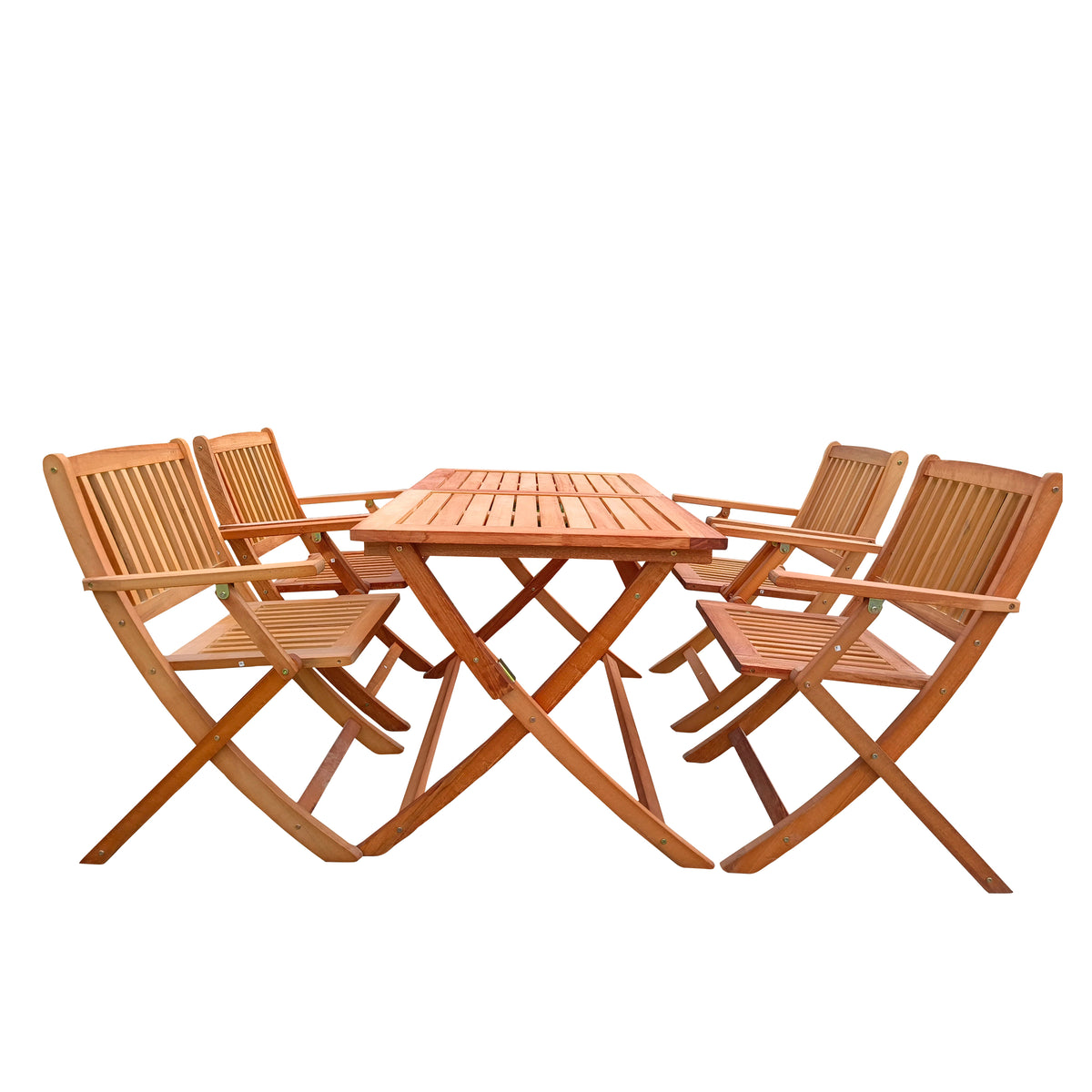 Foldable Patio Dining Set, 4 Folding Chairs & 1 Dining Table, Indoor and outdoor universal,Teak W495S00001-djyc