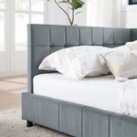Full Size Upholstered Tufted Bed Frame, Sofa Bed Frame with Comfortable Backrest and Armrests, Full Size Bed for Bedroom, Living Room,Velvet, Grey(80.5''*59''*30.5'') W487S00224-djyc