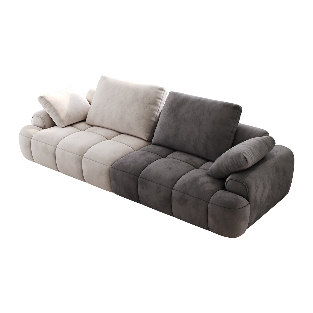 86.6″ Large size two Seat Sofa,Modern Upholstered,Beige paired with grey suede fabric W1767S00002-djyc