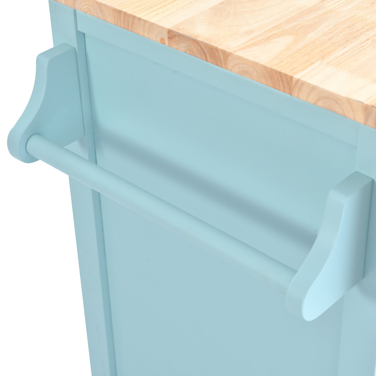 Kitchen Cart with Rubber wood Drop-Leaf Countertop, Concealed sliding barn door adjustable height,Kitchen Island on 4 Wheels with Storage Cabinet and 2 Drawers,L52.2xW30.5xH36.6 inch, Mint Green SK000001AAE-djyc