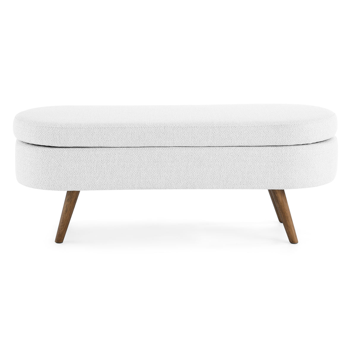 Ottoman Oval Storage Bench,Rubber Wood Legs,White(43.5"x16"x16") W48764885-djyc