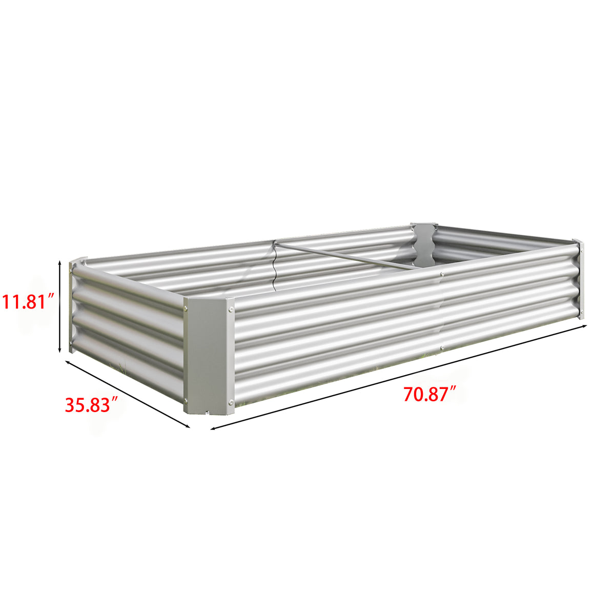 Raised Garden Bed Outdoor, 6×3×1ft , Metal RaisedRectangle Planter Beds for Plants, Vegetables, and Flowers - Silver W84091004-djyc