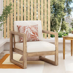 Outdoor Acacia Wood Patio Club Chair, Wood Patio Furniture,Waterproof Thick Cushion Deep Seating for Porch, Garden, Backyard, Balcony, Brown Wash and Beige Cushion 72310.00BBGE-djyc