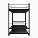 Twin Bunk Bed with Trundle Metal Bunkbeds with Ladder and Full-Length Guardrail, Noise Free, No Box Spring Needed, Black W840P196829-djyc