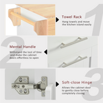 K&K Kitchen Island with Drop Leaf, Kitchen Storage Cart with 3 Tier Pull Out Cabinet Organizer, Internal Storage Rack, Rolling Kitchen Cart on Wheels with Towel Rack, 2 Drawers, for Kitchen, White WF531421AAW-djyc