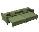 Sofa Showcasing Green Corduroy Fabric, Transformable into Sofa Bed with Two Throw Pillows: Ideal for Living Rooms & Diverse Scenes W1278S00038-djyc