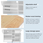 Kitchen Island Cart with Storage Cabinet and Two Locking Wheels,Solid wood desktop,Microwave cabinet,Floor Standing Buffet Server Sideboard for Kitchen Room,Dining Room,, Bathroom(White) WF296670AAW-djyc