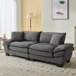 Corduroy Sofa Sleeper Couch Loveseat Sofa with Pillows Comfy Upholstered Deep Seat Sofa for Bedroom,Living Room,Apartment,Office,Dorm-Grey Corduroy W676P184143-djyc